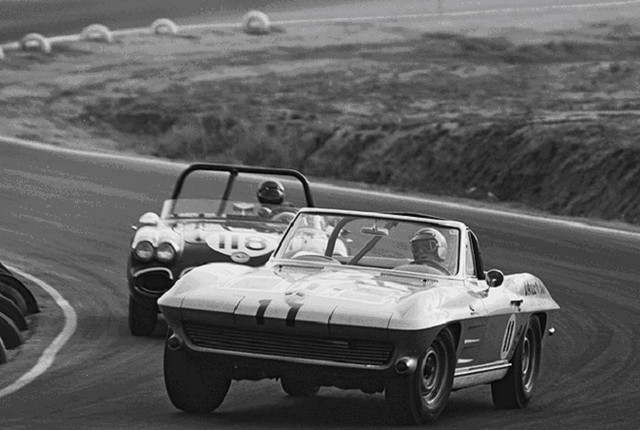 Dave MacDonald races the Carroll Shelby Cobra 260ci to its first ever win at Riverside International Raceway